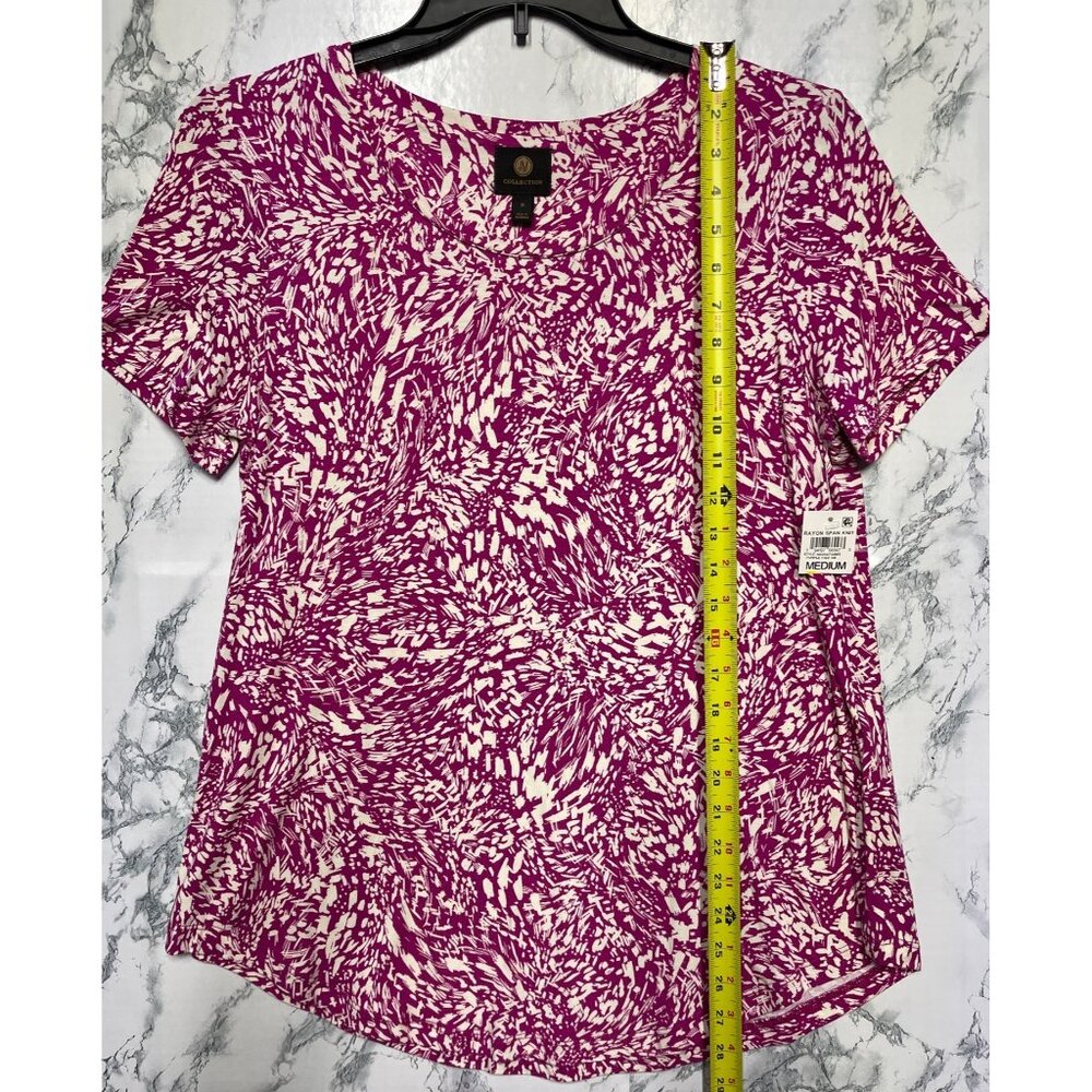 JM Collection Medium Rayon Span Knit Top Purple Fizz Short Sleeve Made In Indone - Picture 4 of 10